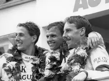 Drivers of the Jaguar which won the Le Mans 24 Hours, France, 1988