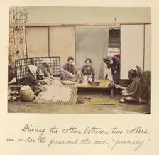 Driving the Cotton Between Two Rollers..., about 1873-1883. Creator: Shinichi Suzuki I