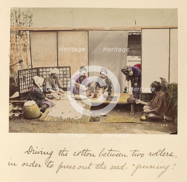 Driving the Cotton Between Two Rollers..., about 1873-1883. Creator: Shinichi Suzuki I.