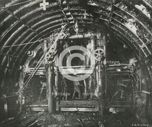 'Driving the Tunnel for the Waterloo and City Railway', (c1897). Artist: E&S Woodbury.