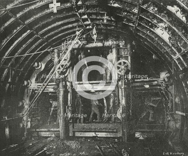 'Driving the Tunnel for the Waterloo and City Railway', (c1897). Artist: E&S Woodbury.