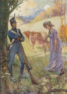 Driving A Cow Before Her, Laura Secord Passed The American Sentries c1909, (c1920). Artist: Joseph Ratcliffe Skelton