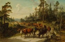 Driving Cattle in Småland, 1863. Creator: Nils Andersson
