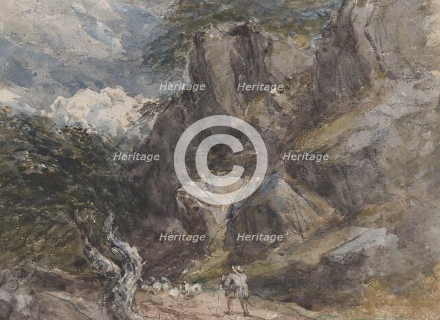 Driving Sheep in a Rocky Landscape, ca. 1846. Creator: David Cox the elder.