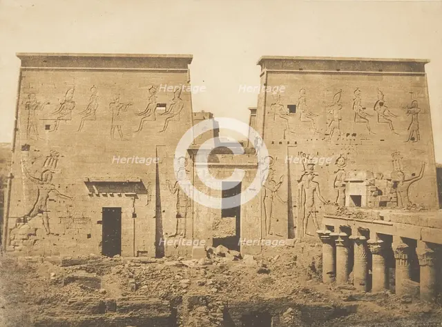 Dromos et Pylones du grand Temple d'Isis, à Philae, April 13, 1850. Creator: Maxime du Camp.
