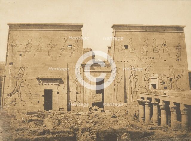 Dromos et Pylones du grand Temple d'Isis, à Philae, April 13, 1850. Creator: Maxime du Camp.