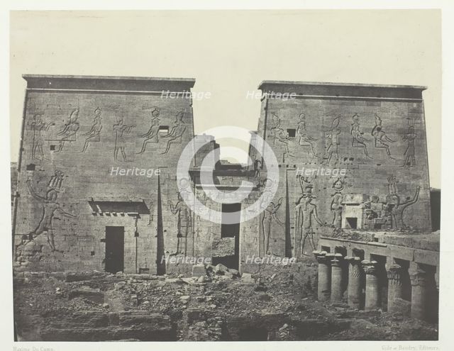 Drômos et Philônes, Grand Temple d'Isis à Pilônes; Nubie, 1849/51, printed 1852. Creator: Maxime du Camp.