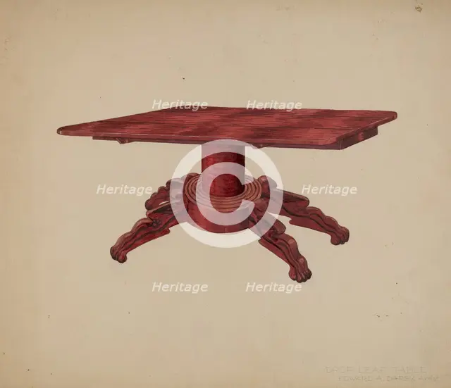 Drop-leaf Table, c. 1938. Creator: Edward A Darby.