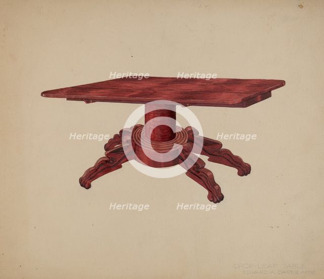 Drop-leaf Table, c. 1938. Creator: Edward A Darby.