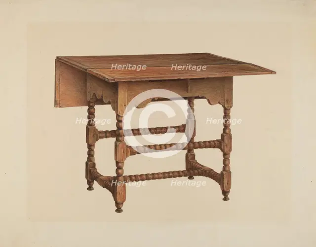 Drop-leaf Table, c. 1938. Creator: Isadore Goldberg.