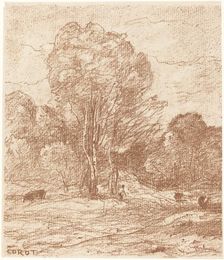 Drowsing Cattle (Le Dormoir des vaches), 1871. Creator: Jean-Baptiste-Camille Corot