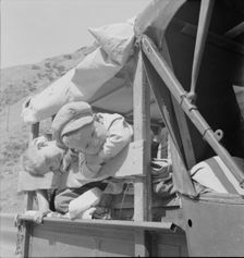 Drought refugee children on US99 near Bakersfield, California, 1937. Creator: Dorothea Lange