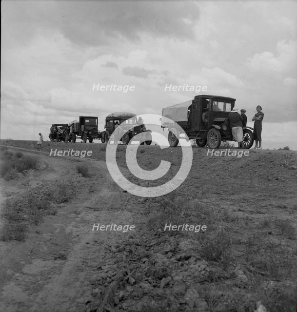 Drought refugee families from Oklahoma on road to Roswell, New Mexico, near Lordsburg, 1937. Creator: Dorothea Lange.