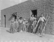Drought refugee families...supplanting Mexican field laborers..., Near Chandler, Arizona, 1937. Creator: Dorothea Lange