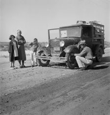 Drought refugee family from McAlester, Oklahoma, 1936. Creator: Dorothea Lange