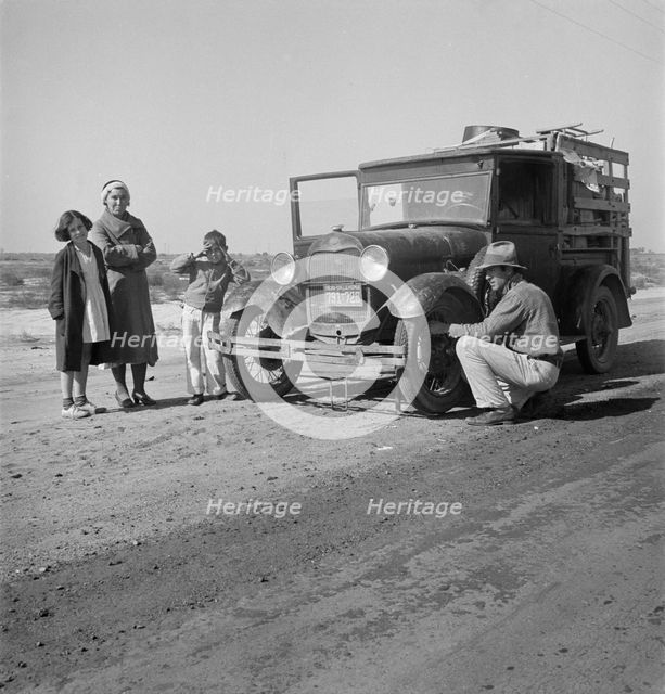 Drought refugee family from McAlester, Oklahoma, 1936. Creator: Dorothea Lange.
