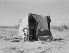 Drought refugees, camp along the roadside, Imperial County, California, 1937. Creator: Dorothea Lange