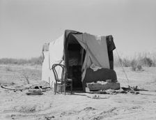 Drought refugees, camp along the roadside, Imperial County, California, 1937. Creator: Dorothea Lange