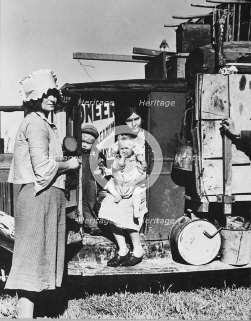 Drought refugees from Oklahoma looking for work in the pea fields of California, 1935. Creator: Dorothea Lange.