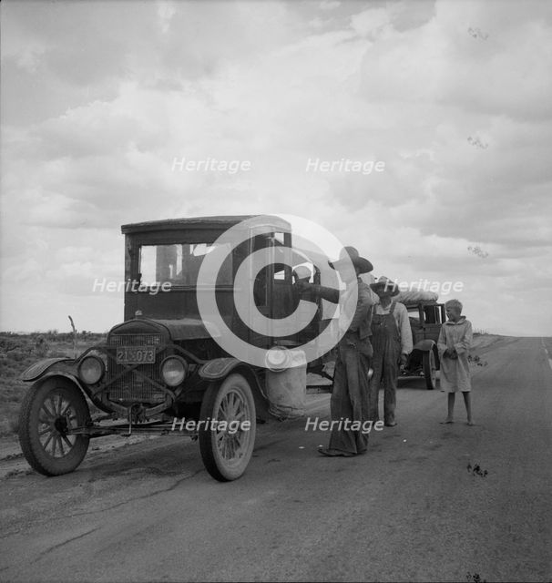 Drought refugees stopped along the highway near Lordsburg, New Mexico, 1937. Creator: Dorothea Lange.