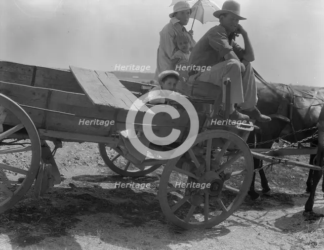 Drought-stricken farmer and family near Muskogee, Oklahoma, 1936. Creator: Dorothea Lange.