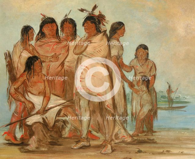 Du-cór-re-a, Chief of the Tribe, and His Family, (1830?) Creator: George Catlin.