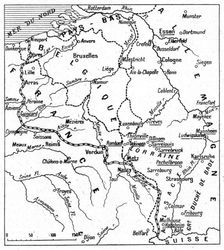 Du front a Essen. -- Les noms soulignes sont ceux de points bombardes par nos escadrilles 1916. Creator: Unknown