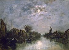 Dutch Channel in the Moonlight c1840-1891. Artist: Johan Barthold Jongkind