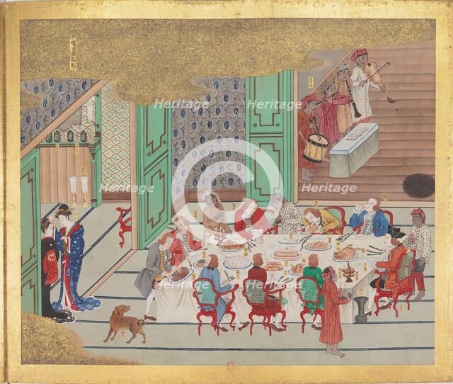 Dutch Banquet at Christmas Eve. From Bankan-Zu, Smith-Lesouëf Japonais 188, 1797. Creator: Ishizaki, Yushi (1768-1846).