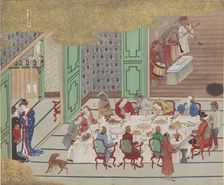 Dutch banquet, Nagasaki (Christmas Eve), from Bankan-zu, 1797. Creator: Ishizaki, Yushi (1768-1846)