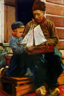 Dutch father and son in traditional dress, c1928. Creator: Unknown