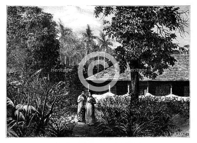 Dutch house in Ternate, Indonesia, 19th century.Artist: Mesples