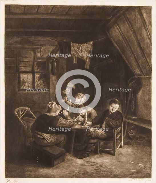 Dutch Interior with Peasants Drinking and Smoking, (c1640s), 1765. Creator: William Baillie.