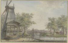Dutch landscape by a canal with a bridge over it, 1783. Creator: Johann Jakob Koller