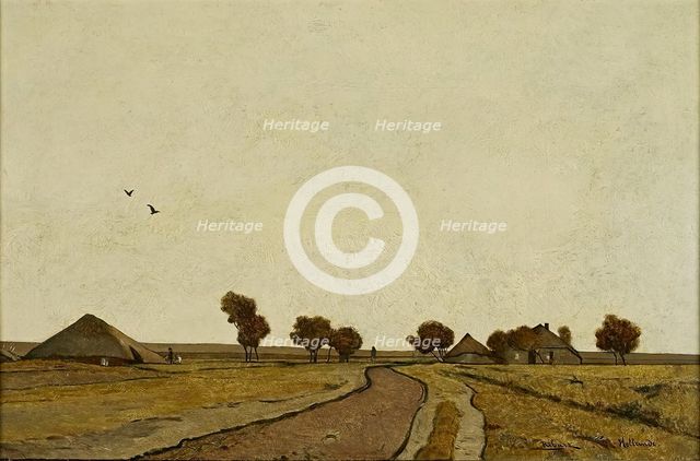 Dutch landscape with farms, 1877. Creator: Rudolf Ribarz.