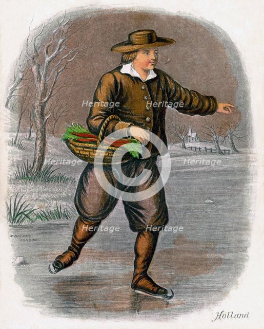 'Dutch Man Skating with a Basket of Vegatables', 1809.Artist: W Dickes