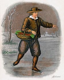 Dutch Man Skating with a Basket of Vegatables 1809.Artist: W Dickes