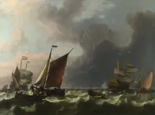 Dutch Men-of-war and Small Vessels in a Fresh Breeze off Enkhuizen, 1683. Artist: Bakhuizen, Ludolf (1630-1708)