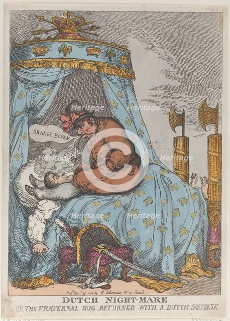 Dutch Night-Mare or the Fraternal Hug Returned with a Dutch Squeeze, November..., November 30, 1813. Creator: Thomas Rowlandson.
