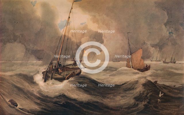 'Dutch Schuyts off Flushing', 19th century, (1935). Artist: Francois Louis Thomas Francia.