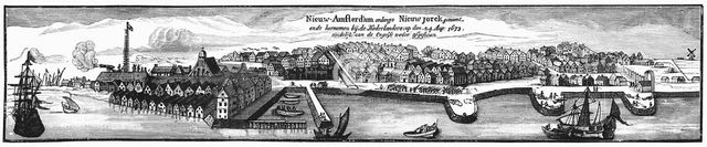 Dutch settlement of New Amsterdam (New York), 1673. Artist: Unknown