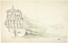 Dutch Ship with Ornamental Prow Seen from Starboard Quarter, n.d. Creator: Willem van de Velde I