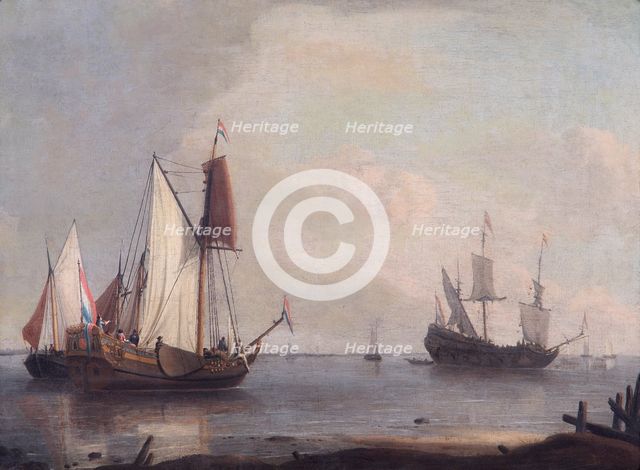 'Dutch Shipping in a River', 17th century. Artist: Abraham Storck.