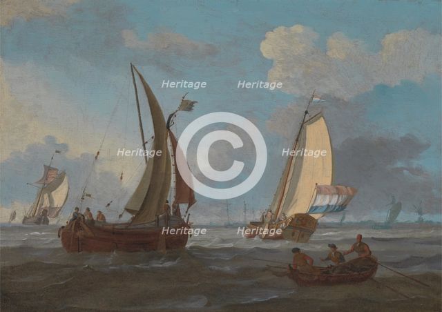 Dutch Shipping off the Low Countries, 18th century. Creator: Adam Silo.