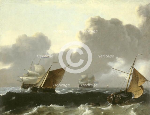Dutch Ships in High Seas off the Dutch Coast, 1660-1669. Creator: Ludolf Backhuysen I.
