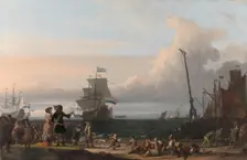 Dutch Ships in the Roads of Texel; in the middle the Gouden Leeuw the Flagship of..., 1671. Creator: Ludolf Bakhuizen