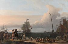 Dutch Ships in the Roads of Texel; in the middle the Gouden Leeuw the Flagship of..., 1671. Creator: Ludolf Bakhuizen