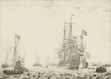 Dutch Ships near the Coast, early 1650s. Creator: Willem van de Velde I