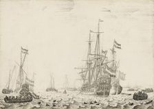 Dutch Ships near the Coast, early 1650s. Creator: Willem van de Velde I