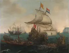 Dutch Ships Ramming Spanish Galleys off the English Coast, 3 October 1602, 1617. Creator: Hendrick Cornelisz Vroom